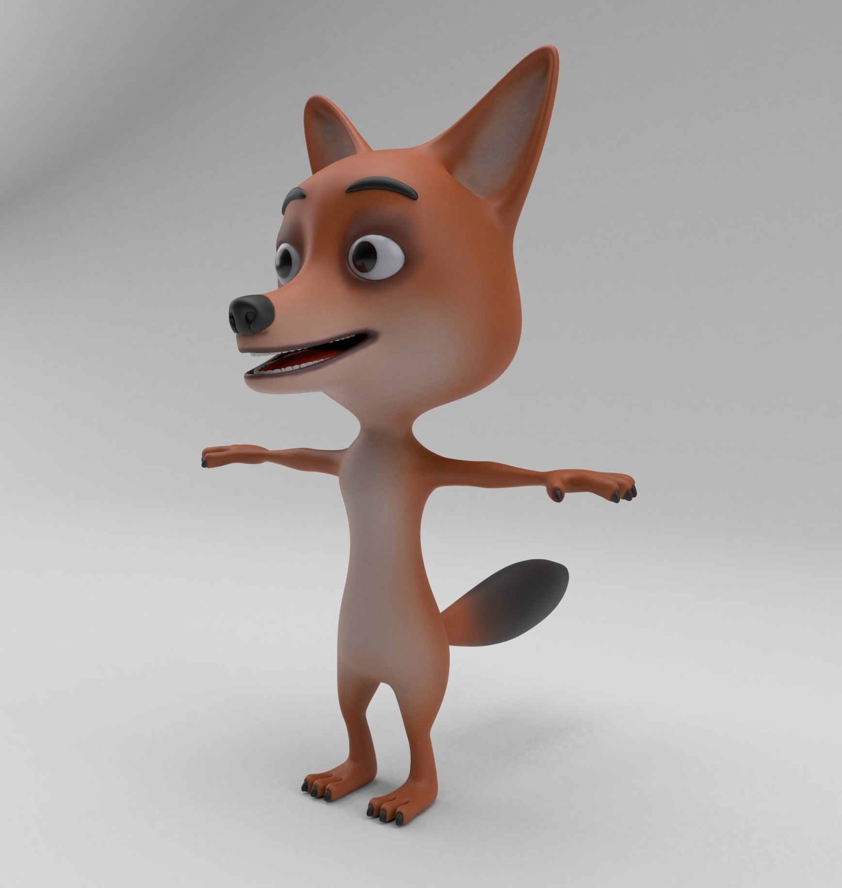Cartoon jackal 3d model 3D model_1
