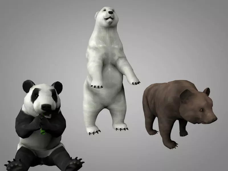 Bears pack Low-poly 3D model_0