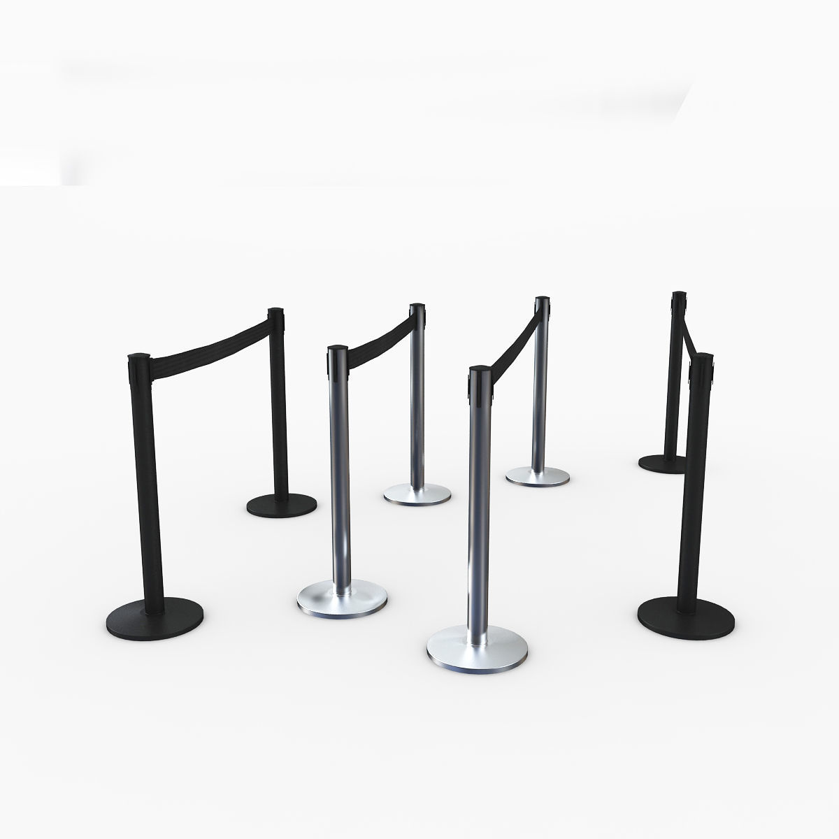 Airport Stanchions 3D model_2