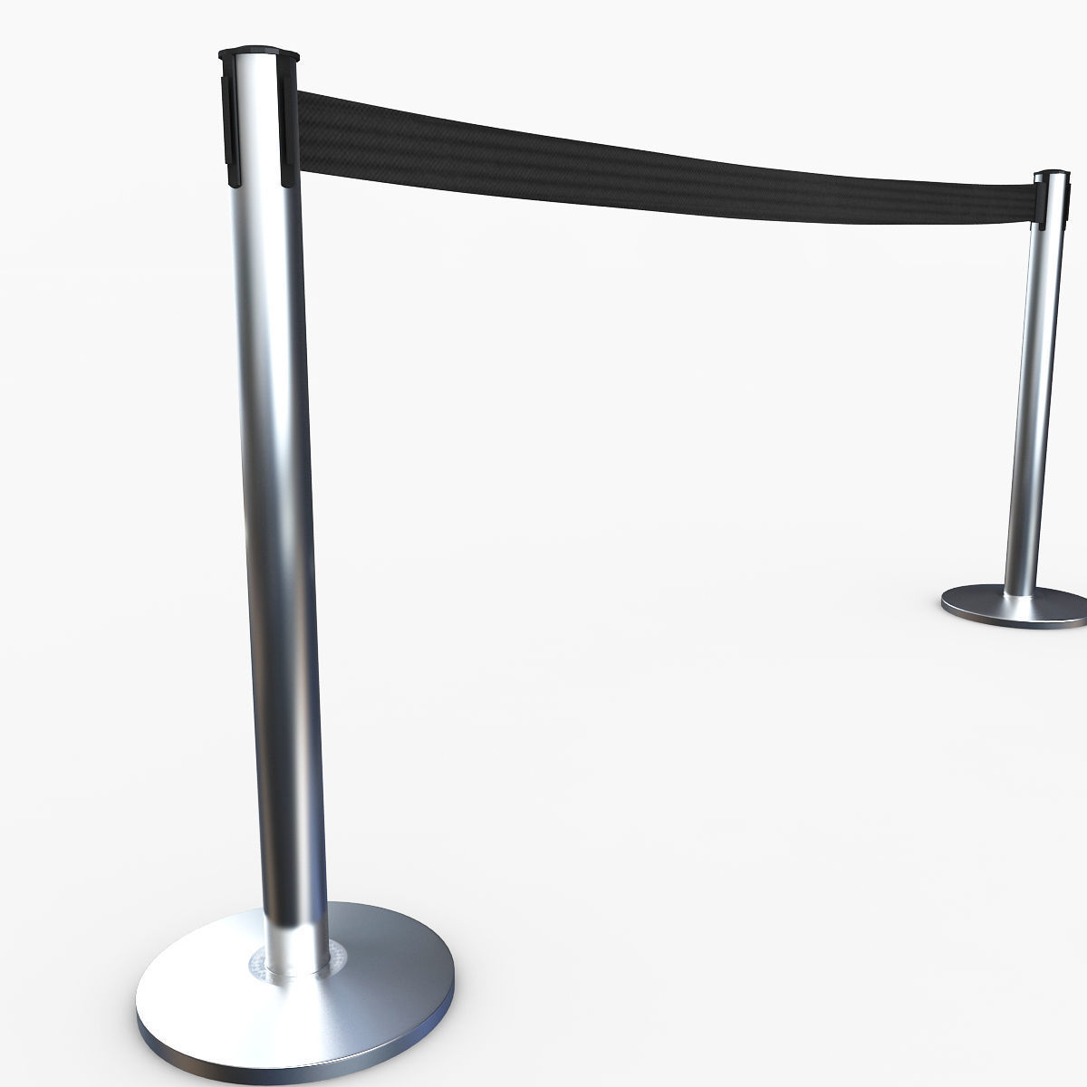 Airport Stanchions Metal Long 3D model_3