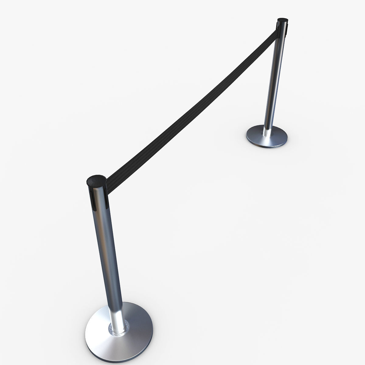 Airport Stanchions Metal Long 3D model_1