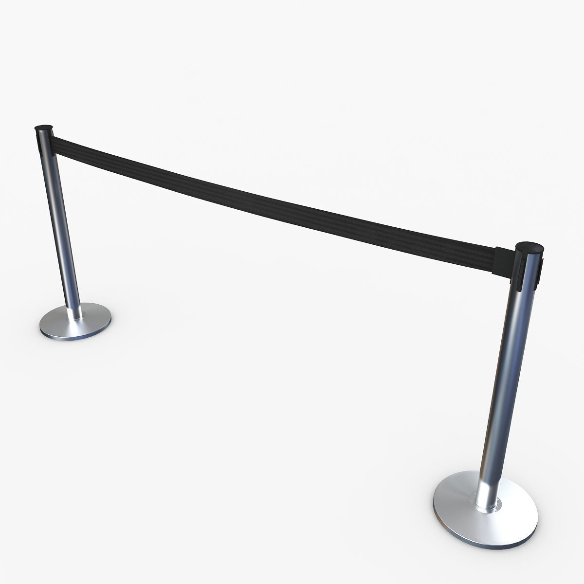 Airport Stanchions Metal Long 3D model_2