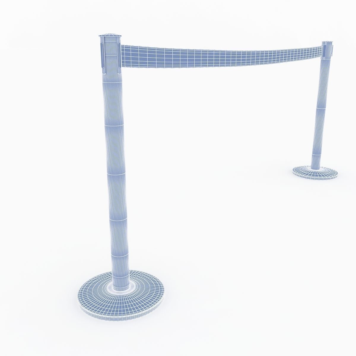 Airport Stanchions Metal Long 3D model_7