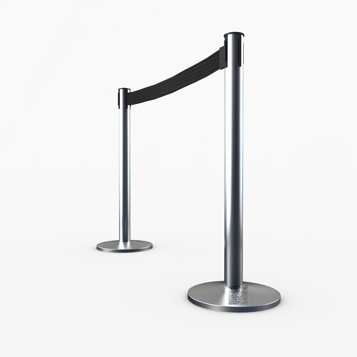 3D Airport Stanchions Metal Short 3D model_3