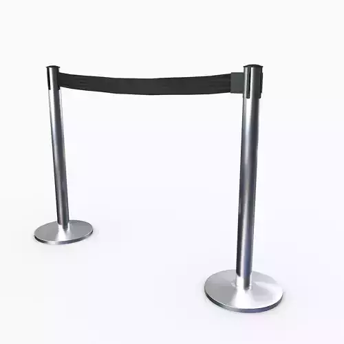 3D Airport Stanchions Metal Short