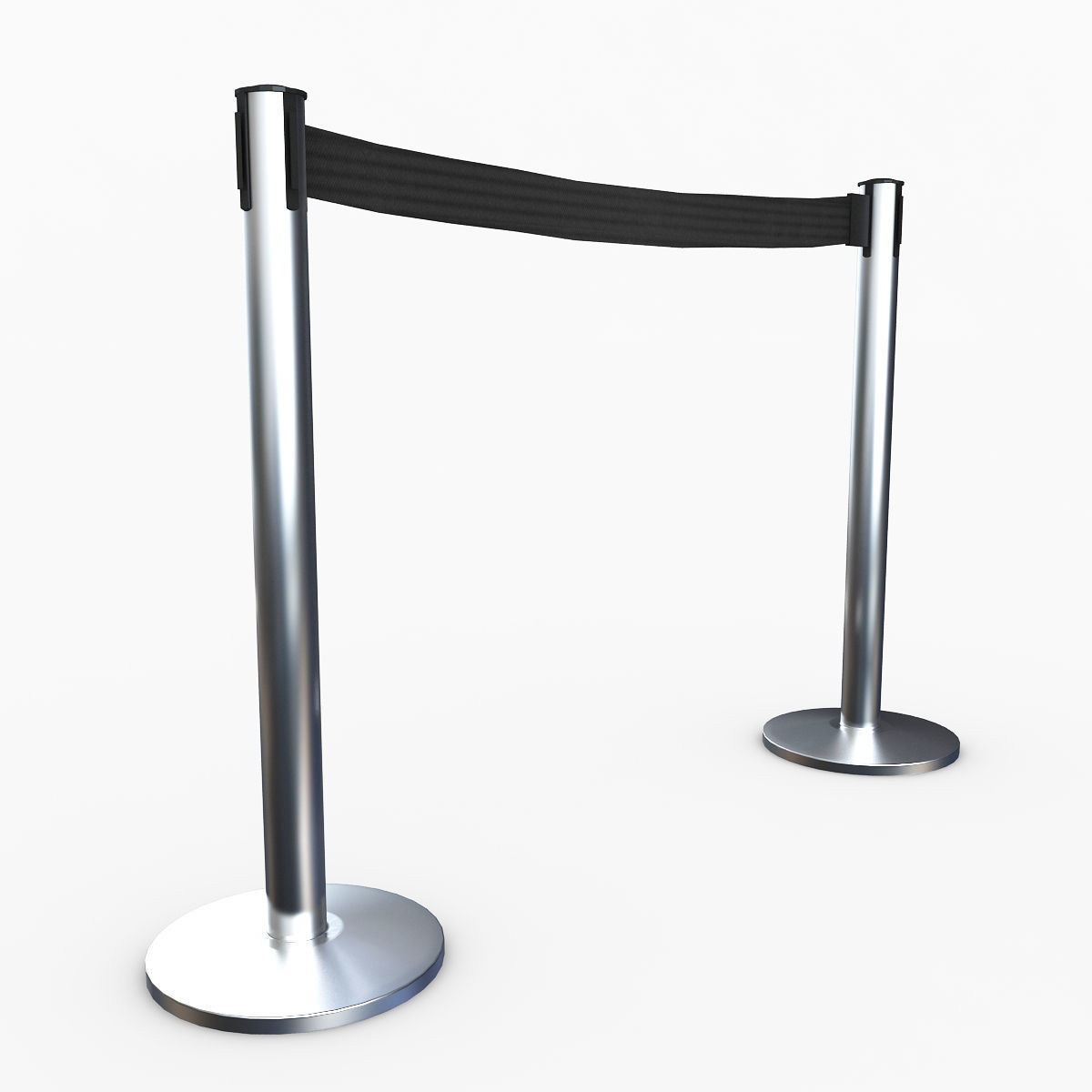 3D Airport Stanchions Metal Short 3D model_1