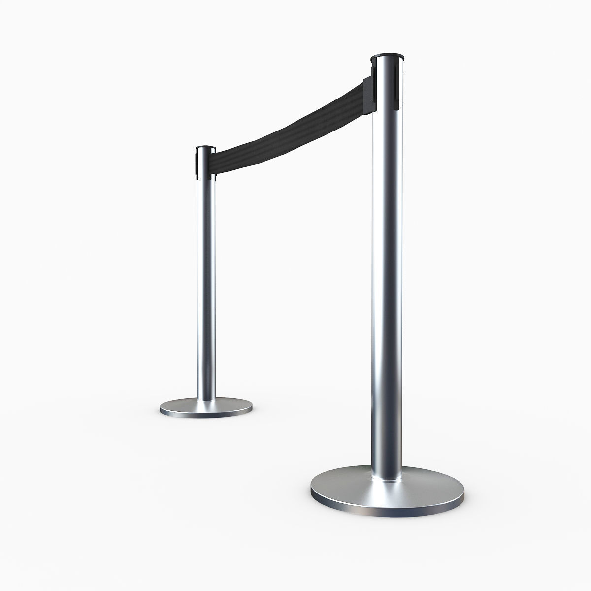 3D Airport Stanchions Metal Short 3D model_4