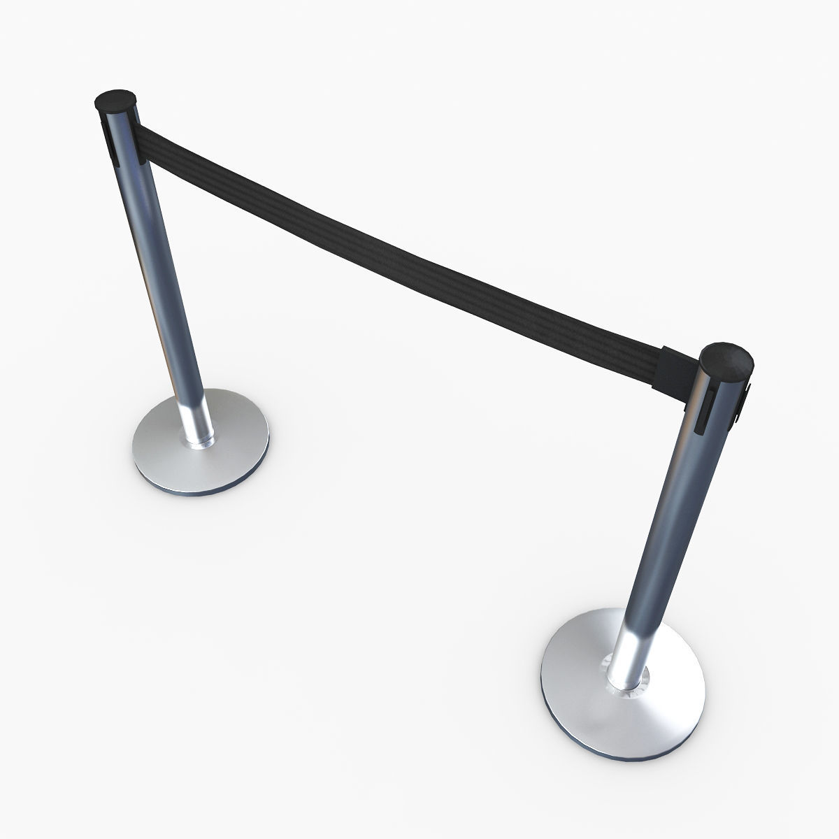 3D Airport Stanchions Metal Short 3D model_2