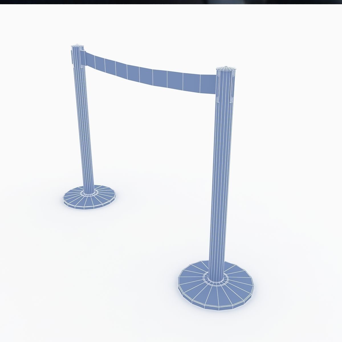 3D Airport Stanchions Metal Short 3D model_7