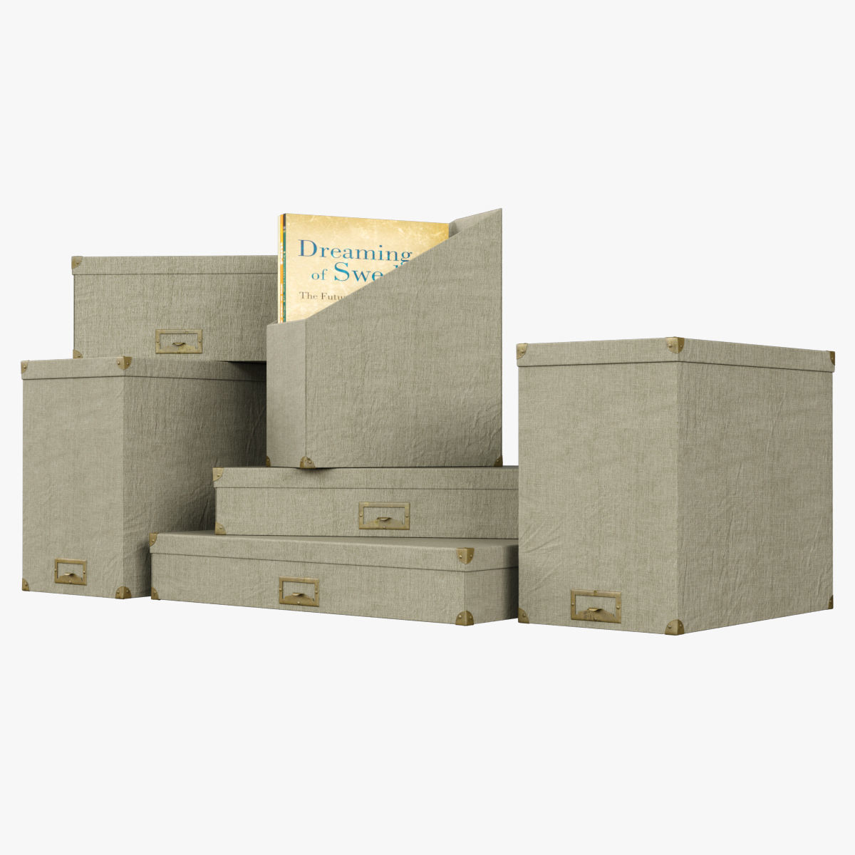 Restoration Hardware Linen Office Storage Accessories Fog Low-poly 3D model_3