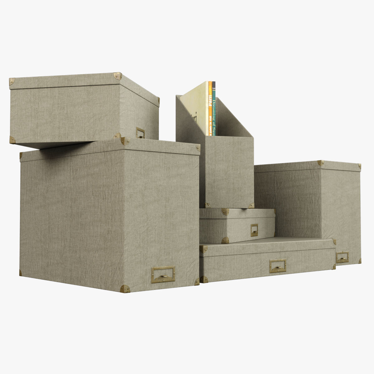 Restoration Hardware Linen Office Storage Accessories Fog Low-poly 3D model_4