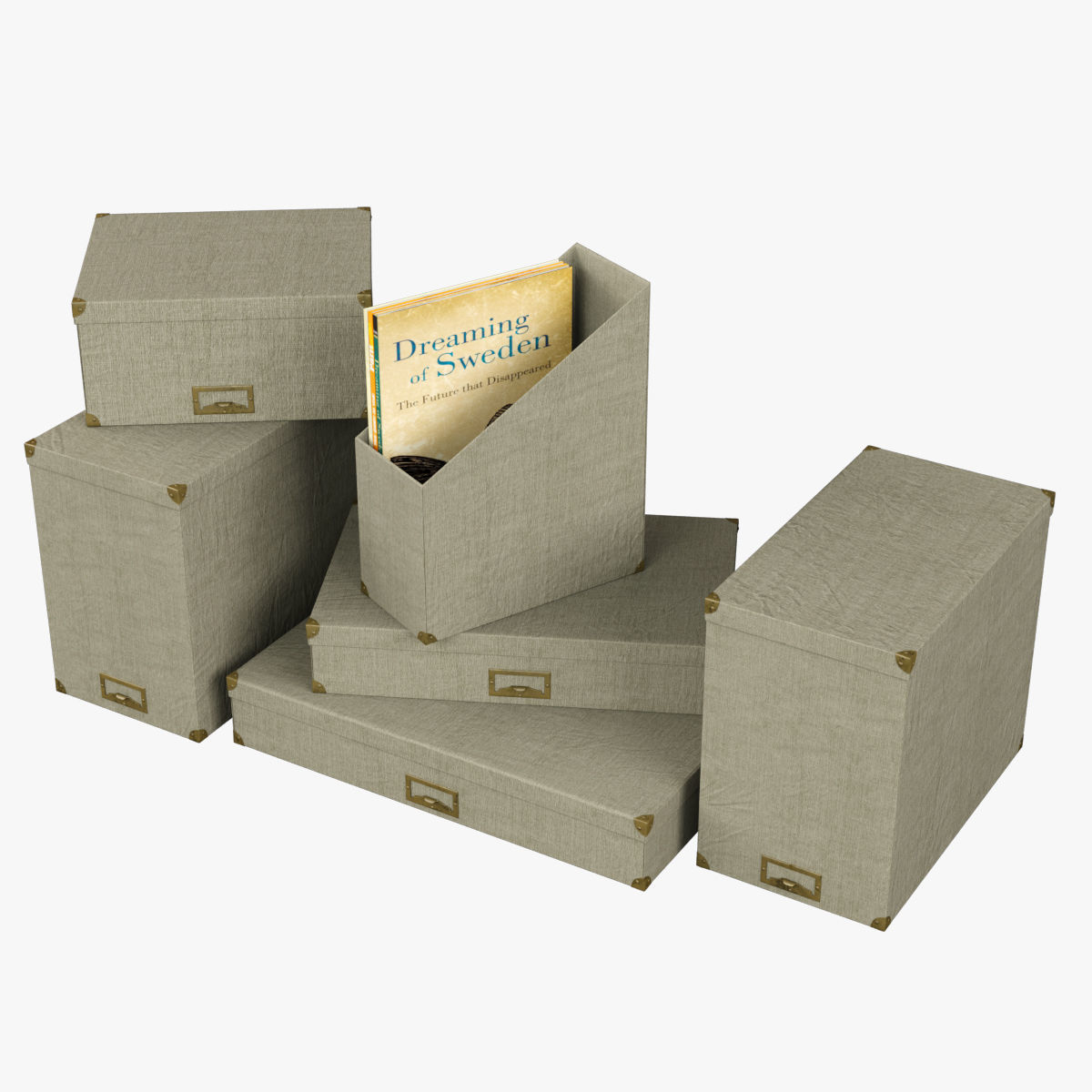 Restoration Hardware Linen Office Storage Accessories Fog Low-poly 3D model_1