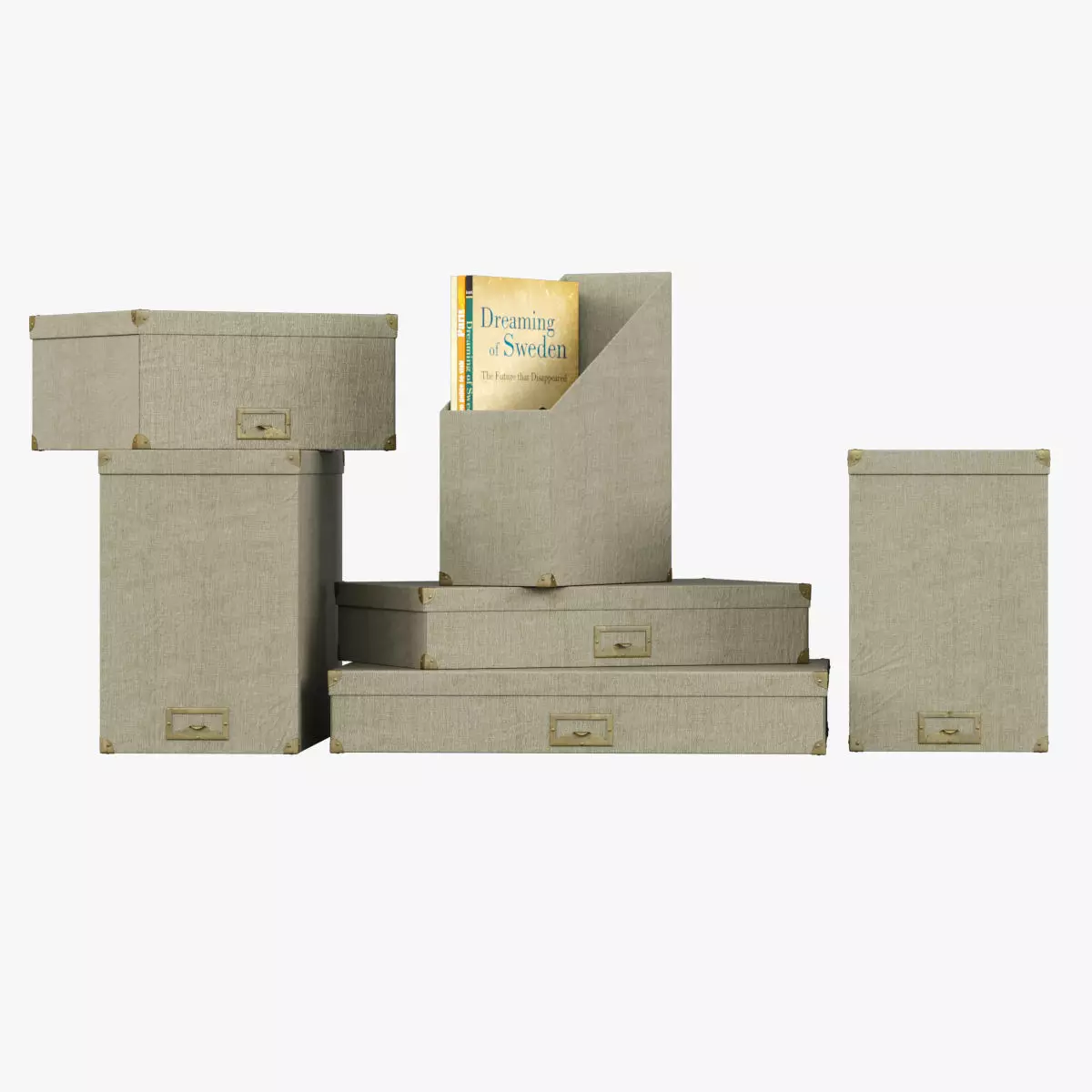 Restoration Hardware Linen Office Storage Accessories Fog Low-poly 3D model_0