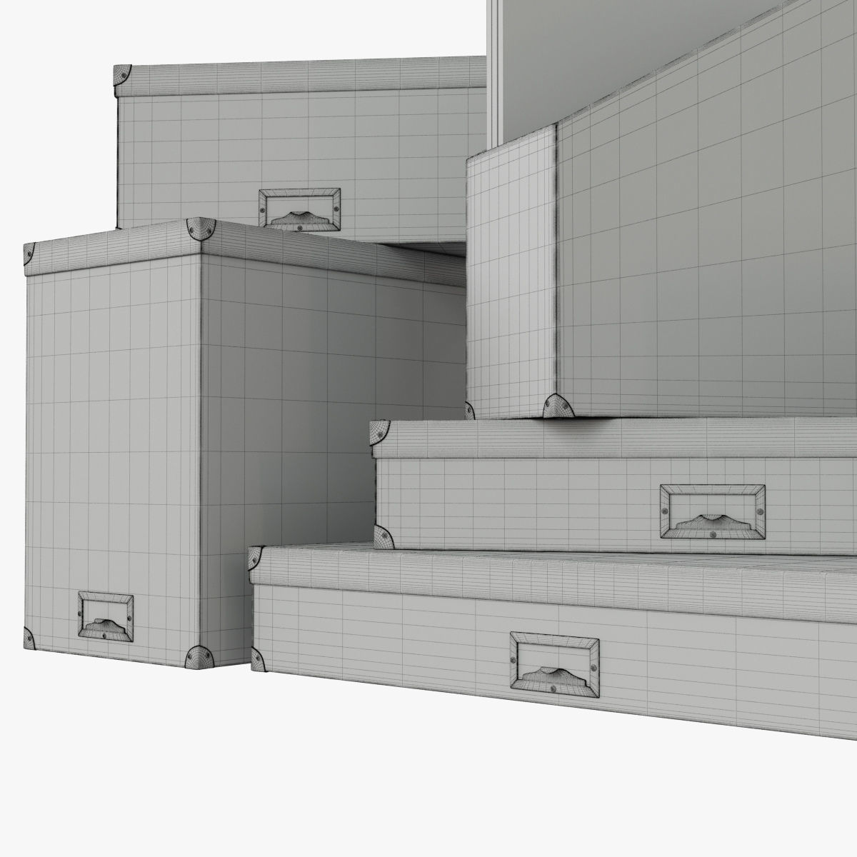 Restoration Hardware Linen Office Storage Accessories Fog Low-poly 3D model_6