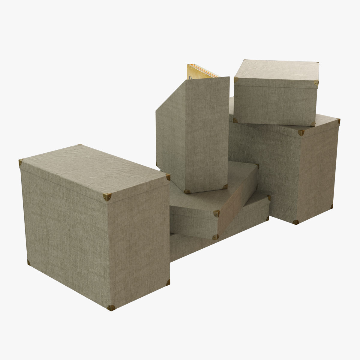 Restoration Hardware Linen Office Storage Accessories Fog Low-poly 3D model_2