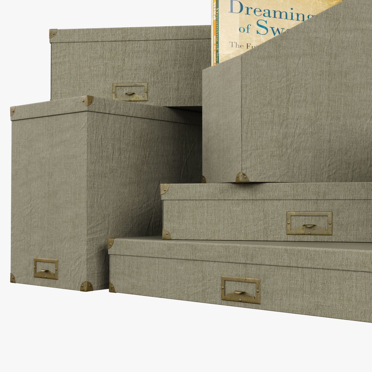 Restoration Hardware Linen Office Storage Accessories Fog Low-poly 3D model_5