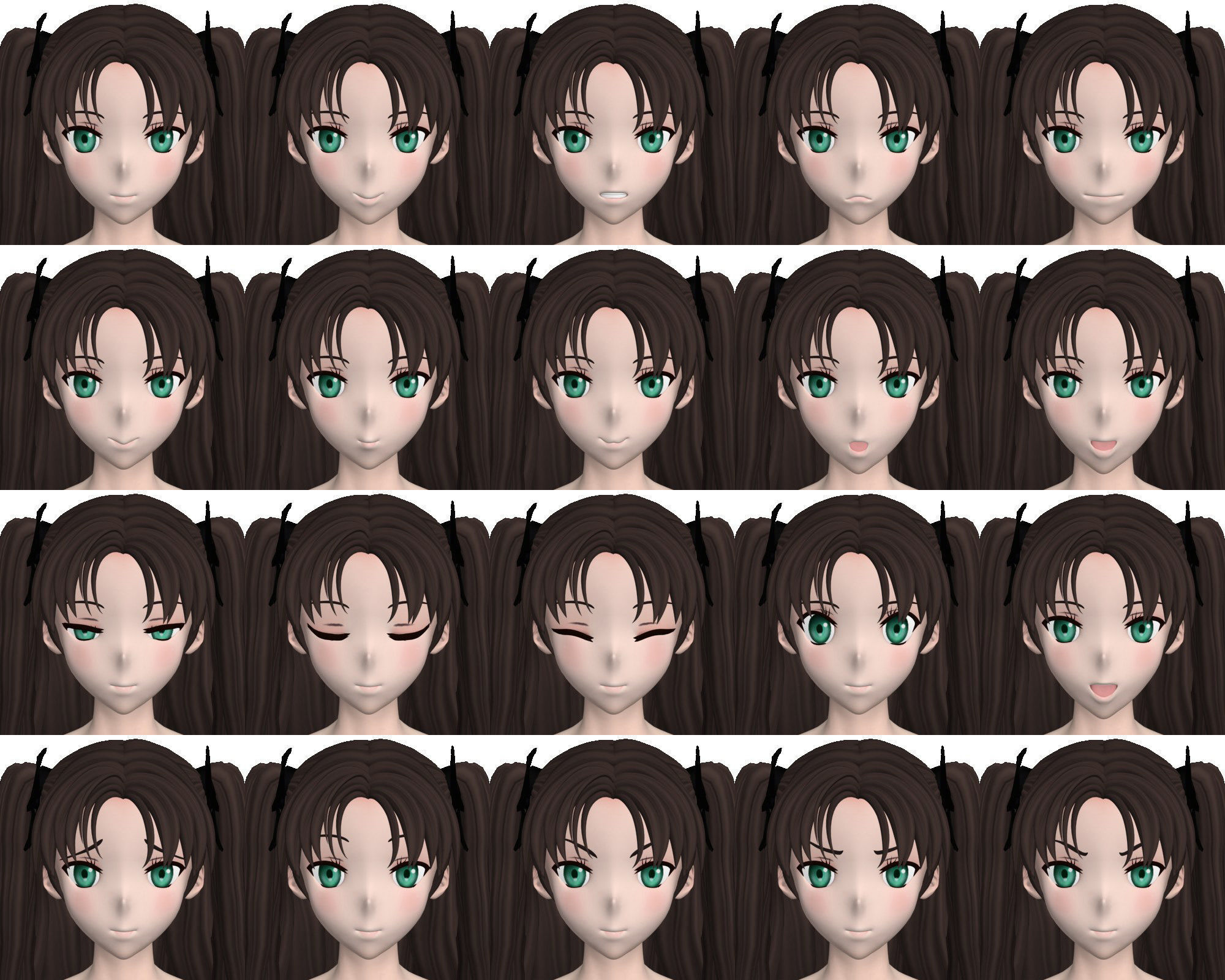 T pose rigged model of Rin Tohsaka anime girl 3D model_4