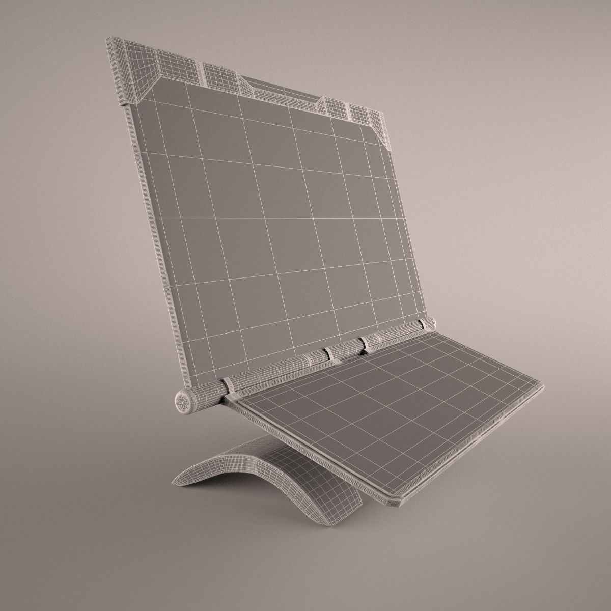 Sci-Fi Computer With Glassy Hologram Screen 3D model_7