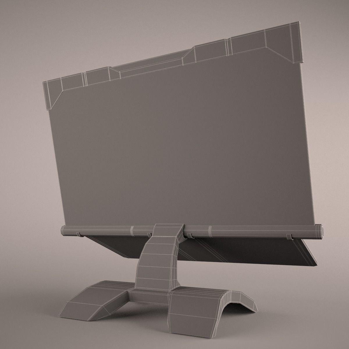 Sci-Fi Computer With Glassy Hologram Screen 3D model_4