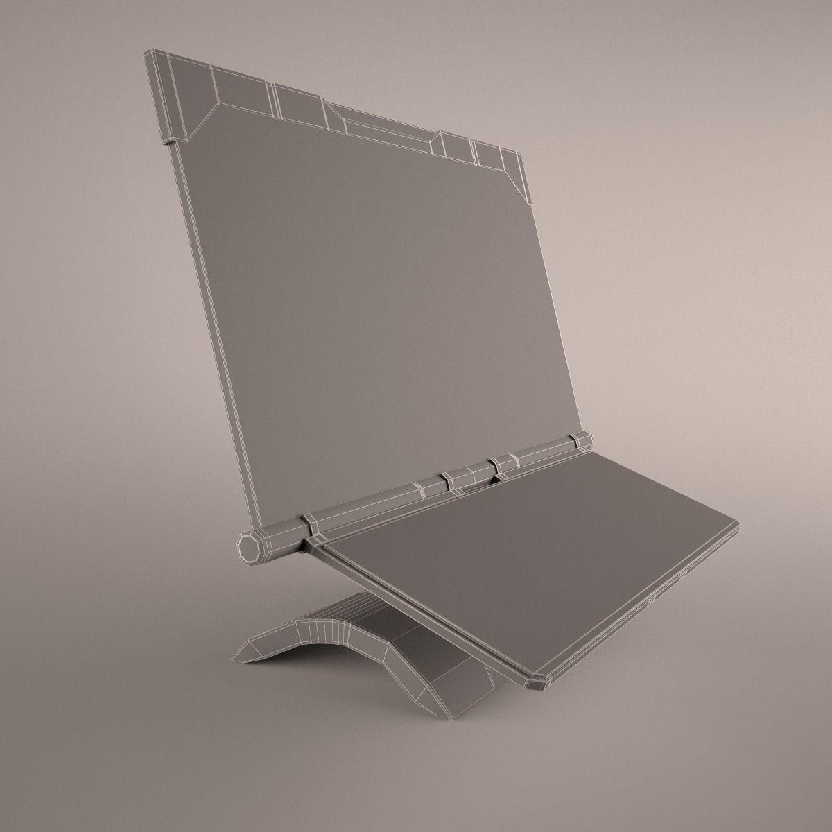 Sci-Fi Computer With Glassy Hologram Screen 3D model_5