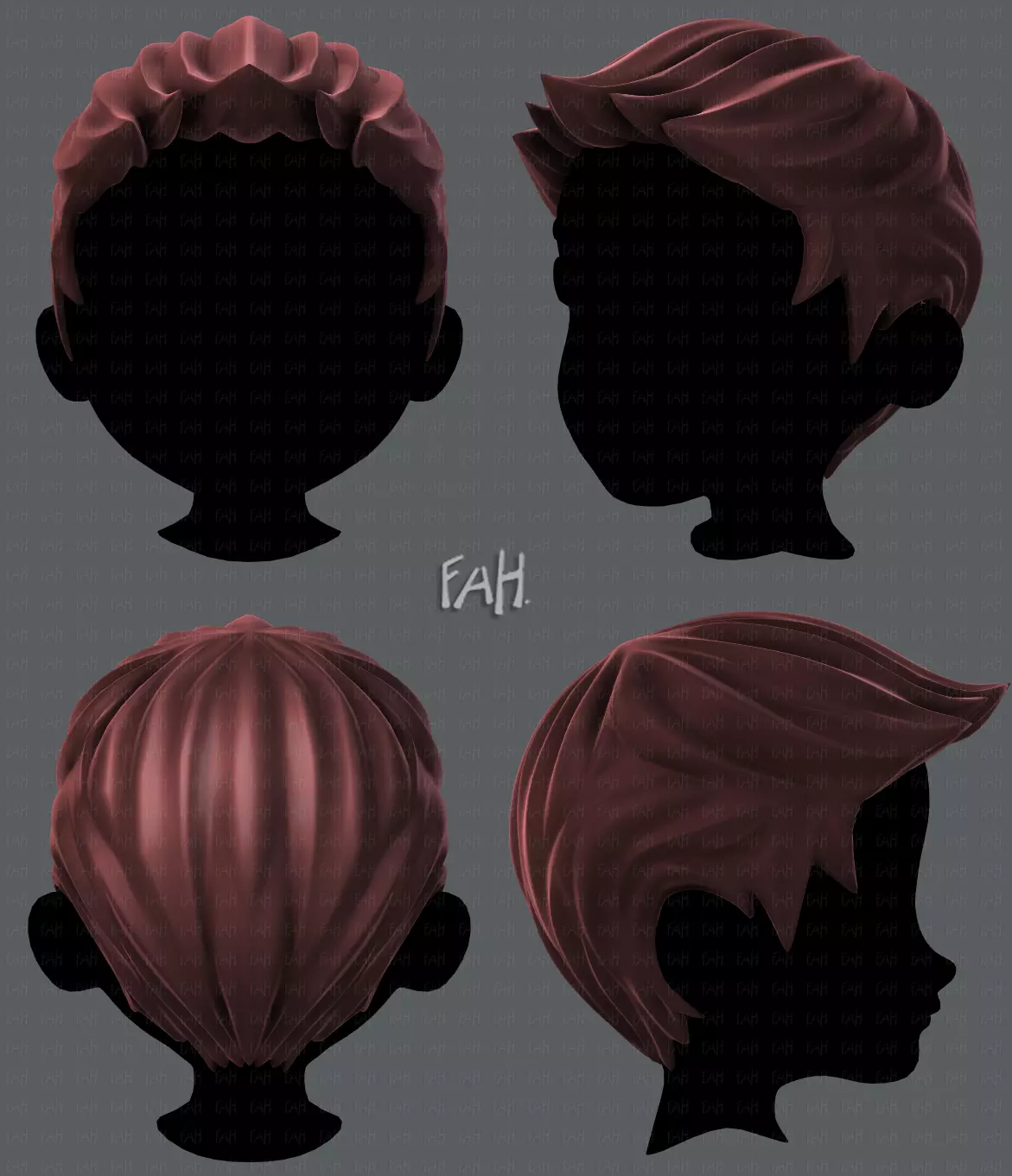 3D Hair style for boy V02 Low-poly 3D model_0