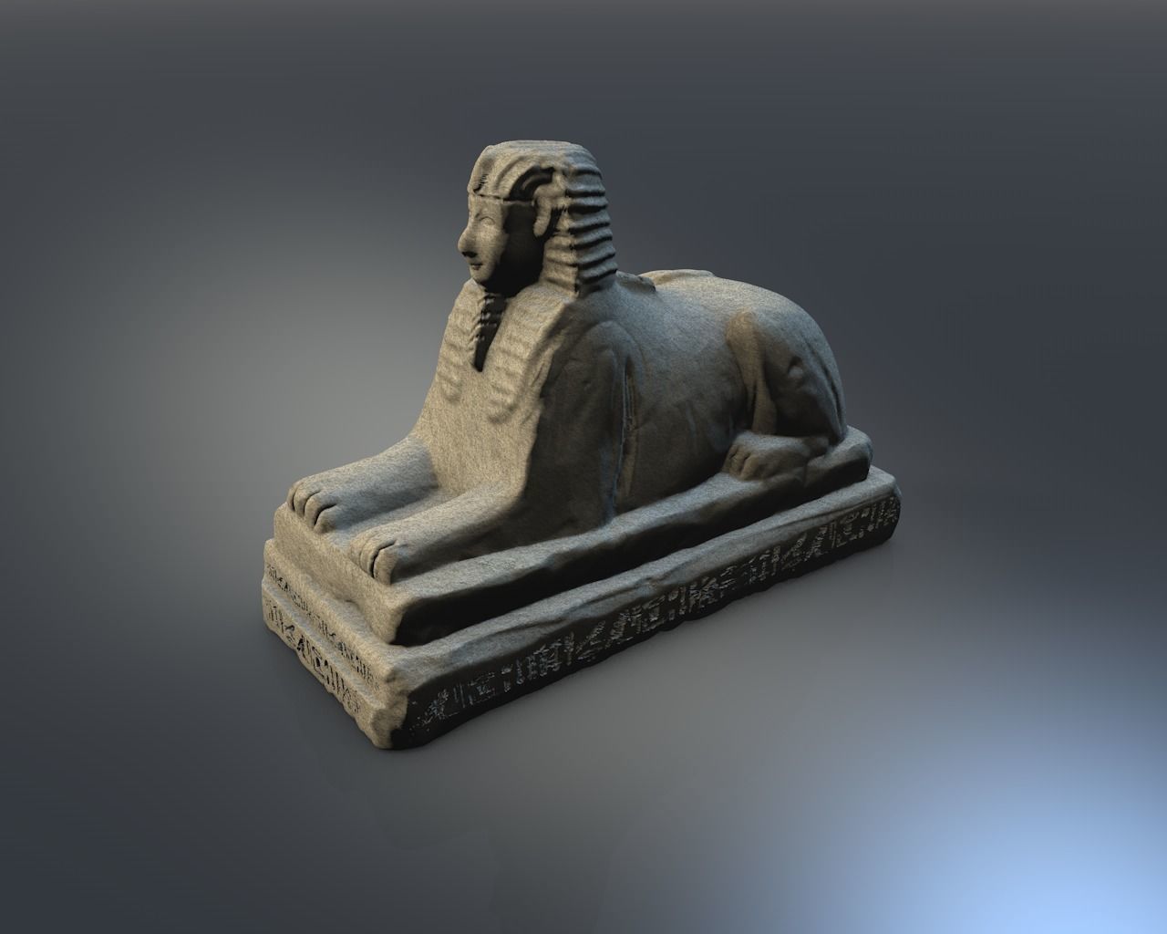 Low poly egyptian sphinx Low-poly 3D model_1