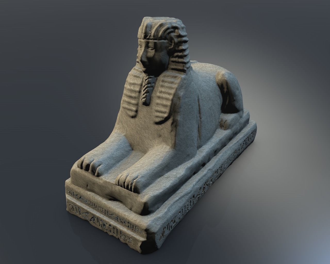 Low poly egyptian sphinx Low-poly 3D model_3