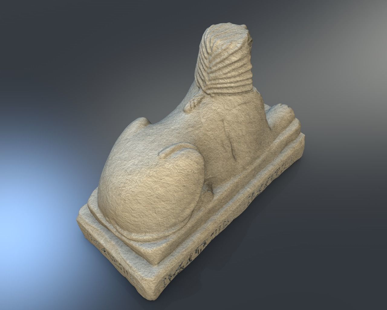 Low poly egyptian sphinx Low-poly 3D model_4