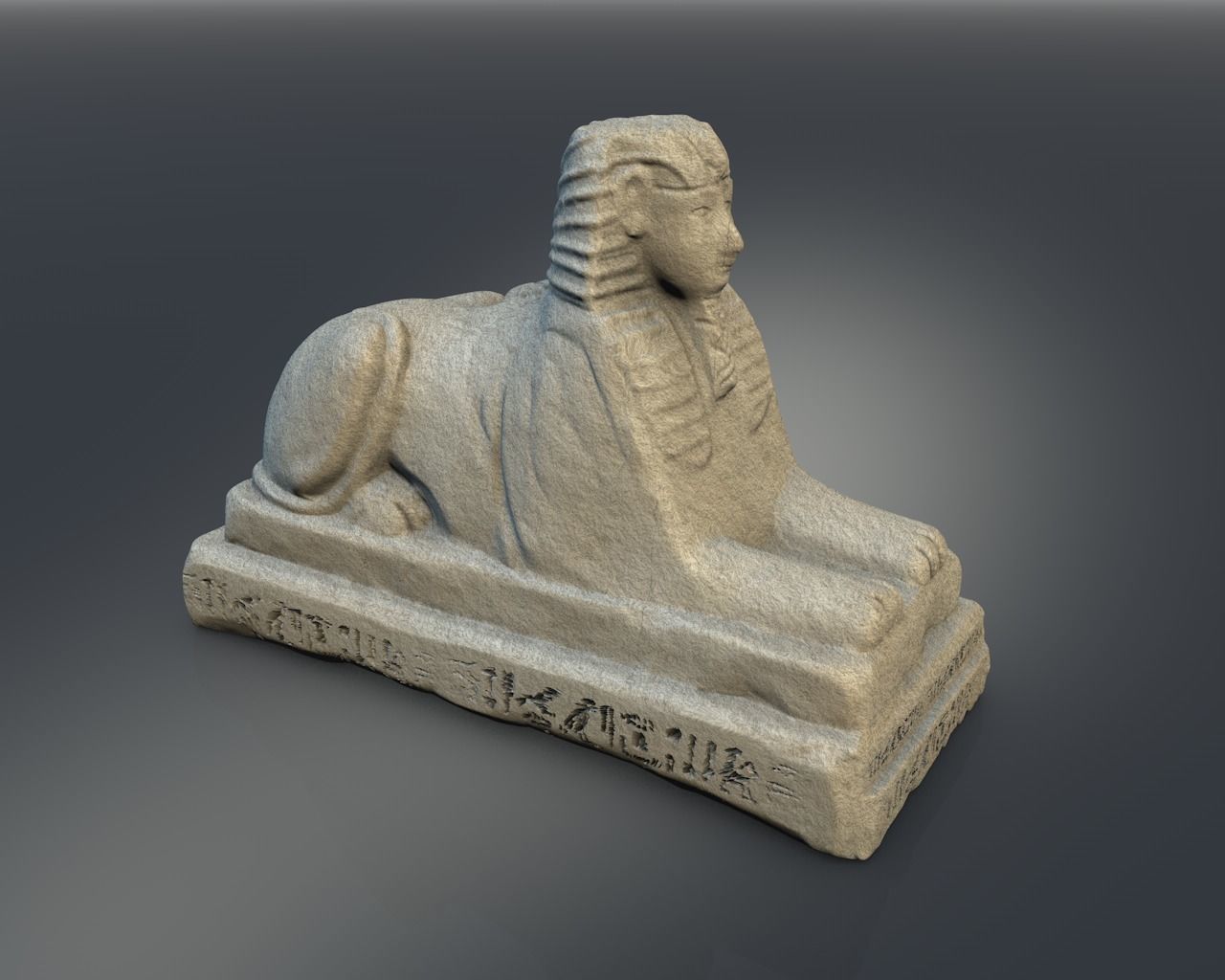 Low poly egyptian sphinx Low-poly 3D model_2