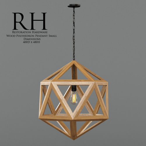 Restoration Hardware   Wood Polyhedron Pendant Smal Low-poly 3D model