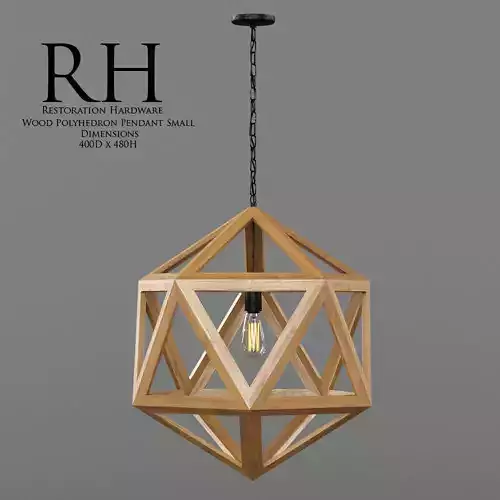 Restoration Hardware   Wood Polyhedron Pendant Smal Low-poly 3D model