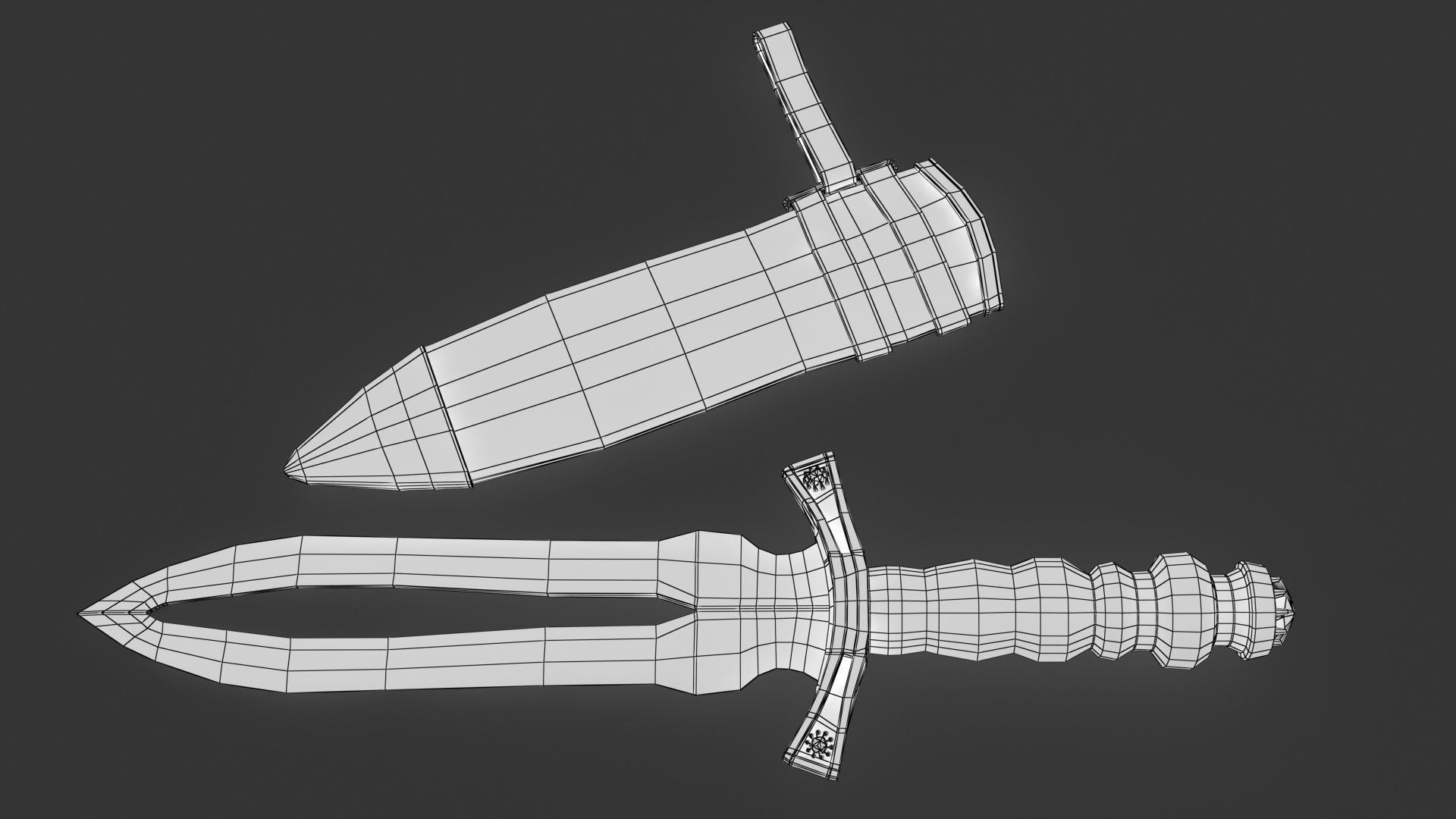 Dagger sword Low-poly 3D model_6