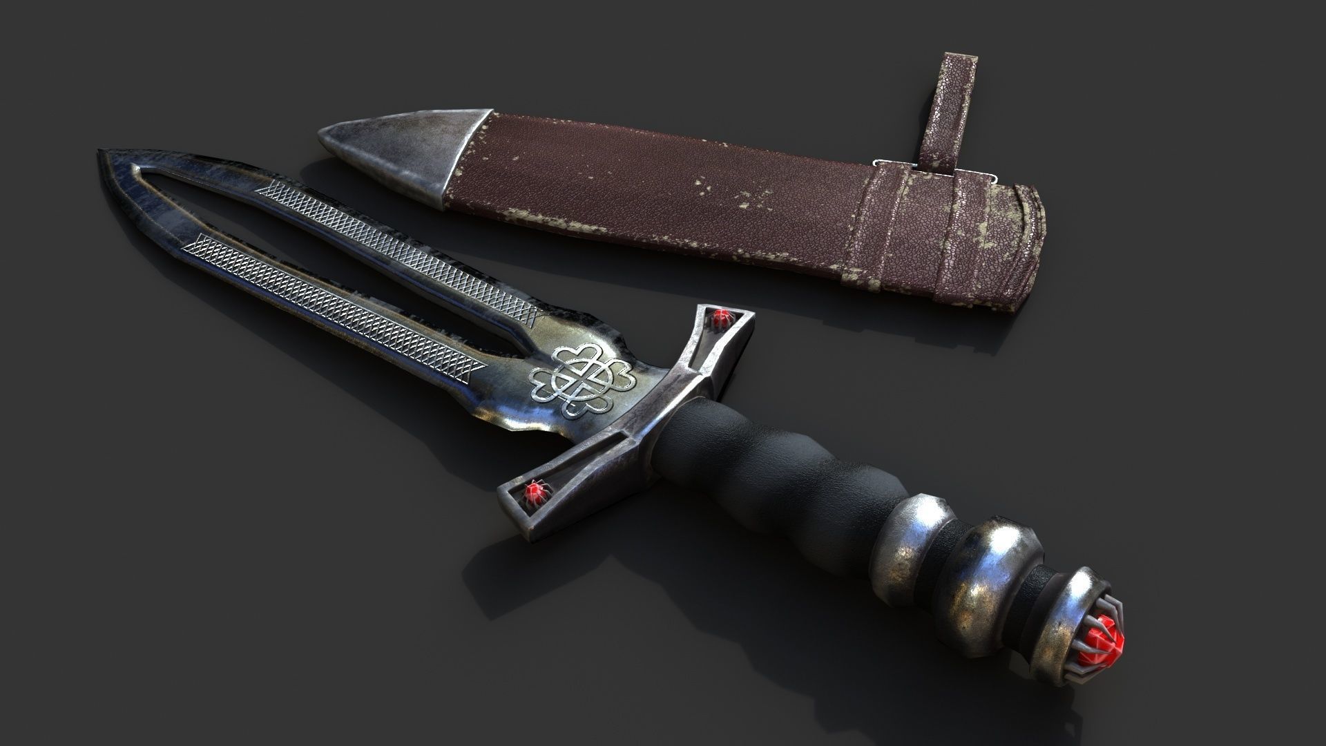 Dagger sword Low-poly 3D model_1