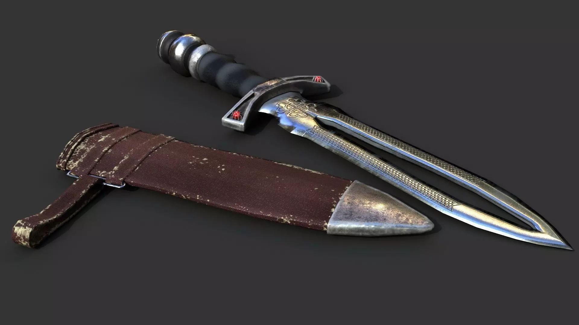 Dagger sword Low-poly 3D model_0