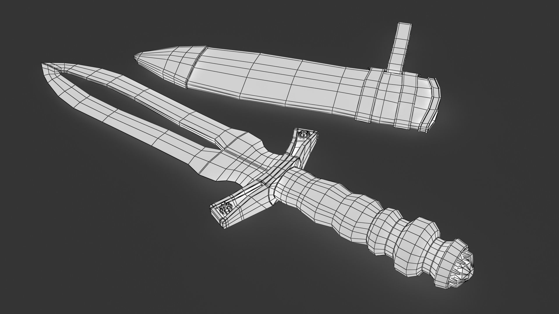 Dagger sword Low-poly 3D model_5