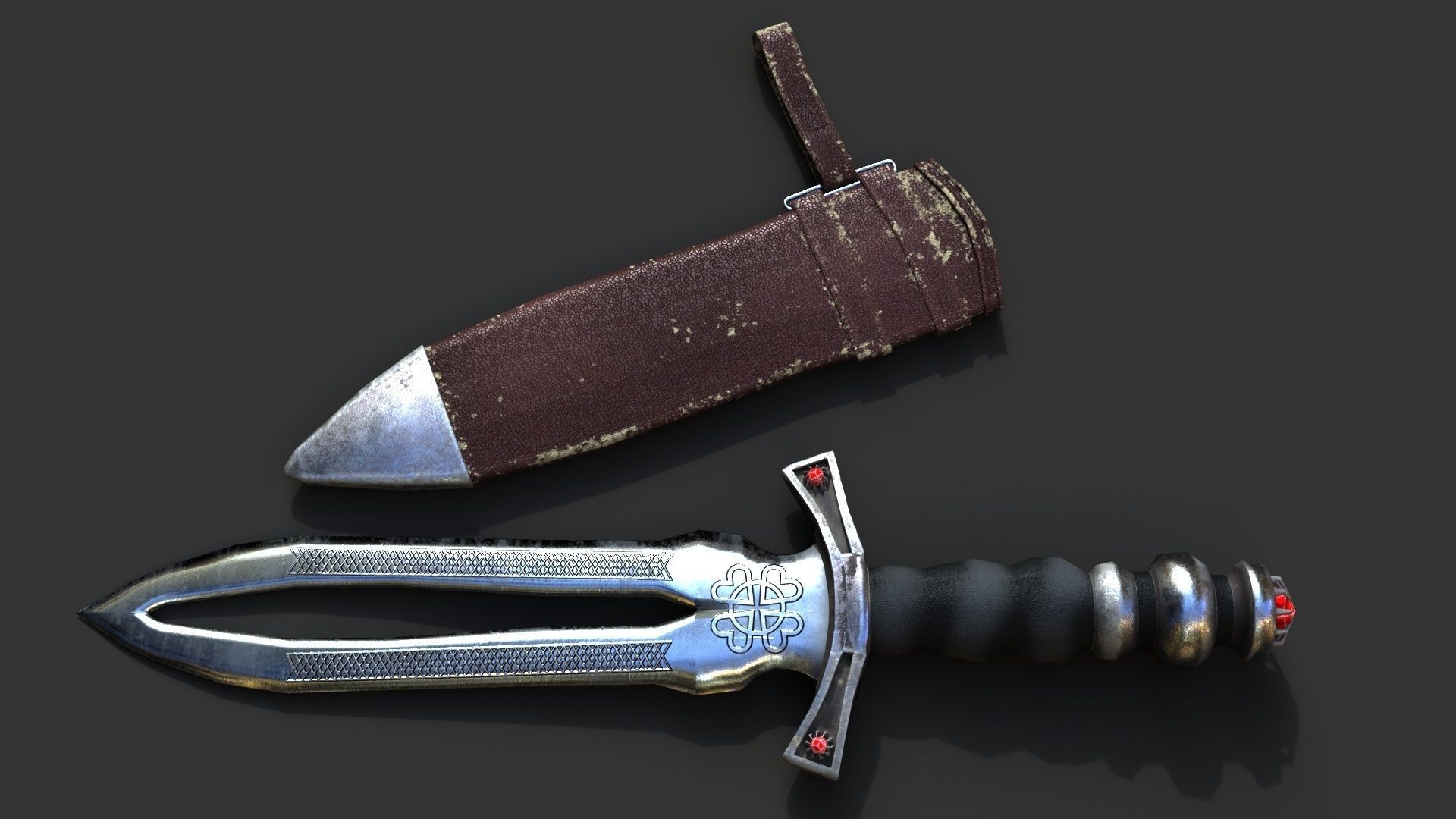 Dagger sword Low-poly 3D model_2