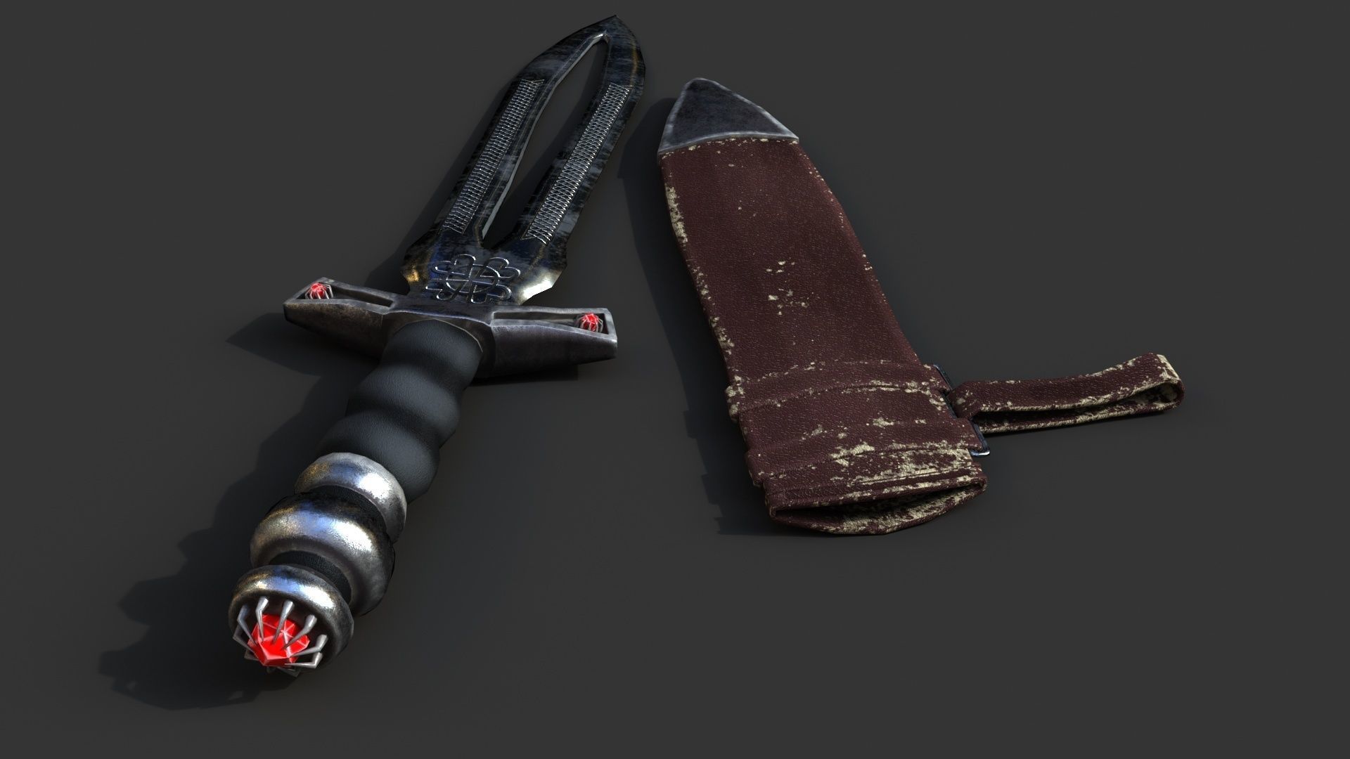 Dagger sword Low-poly 3D model_4