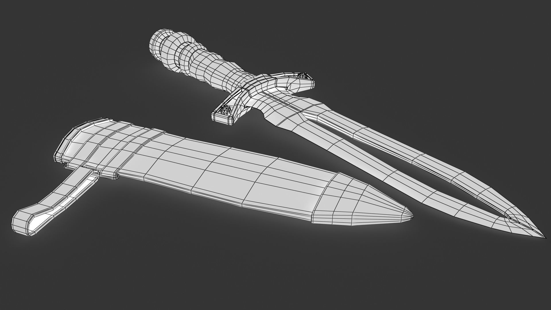 Dagger sword Low-poly 3D model_3