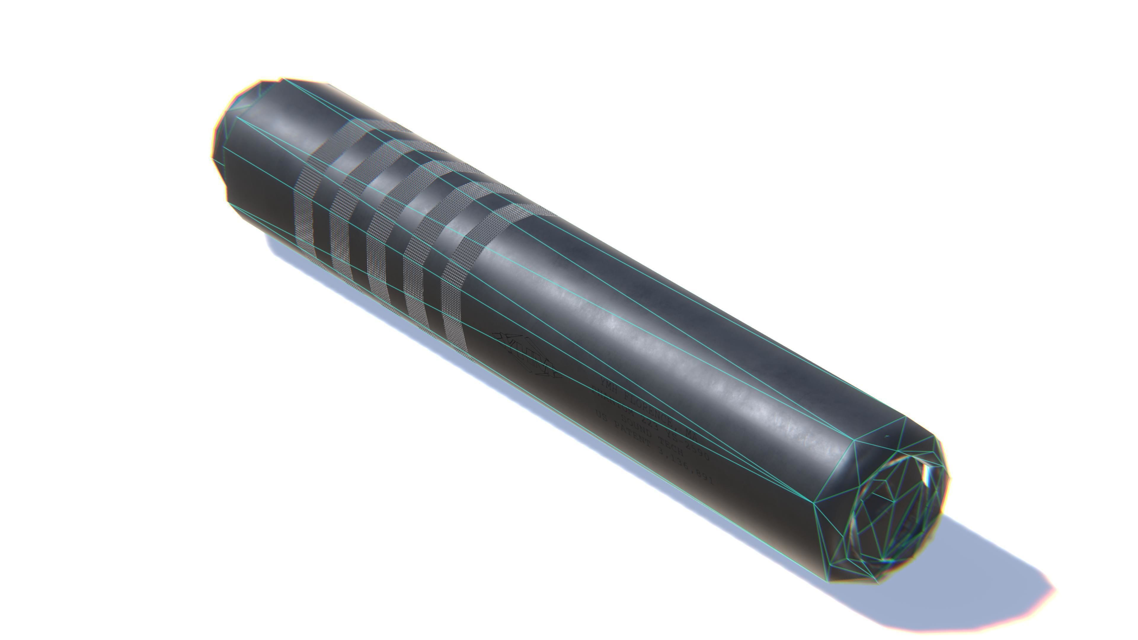 Tactical Silencer 5-56x45 Low-poly 3D model_28