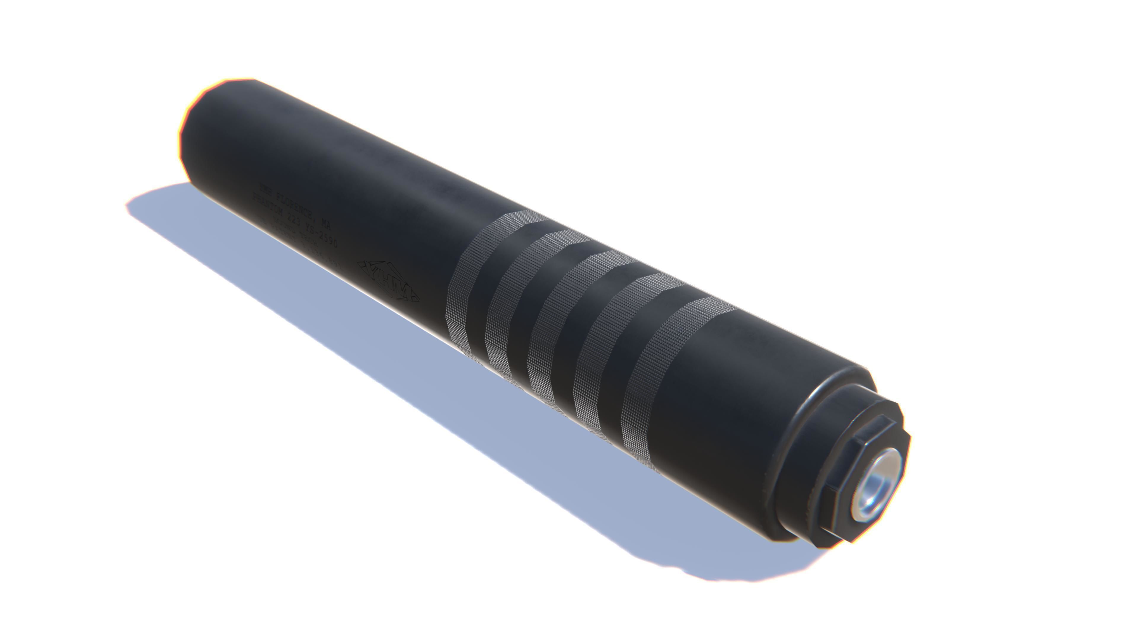 Tactical Silencer 5-56x45 Low-poly 3D model_5