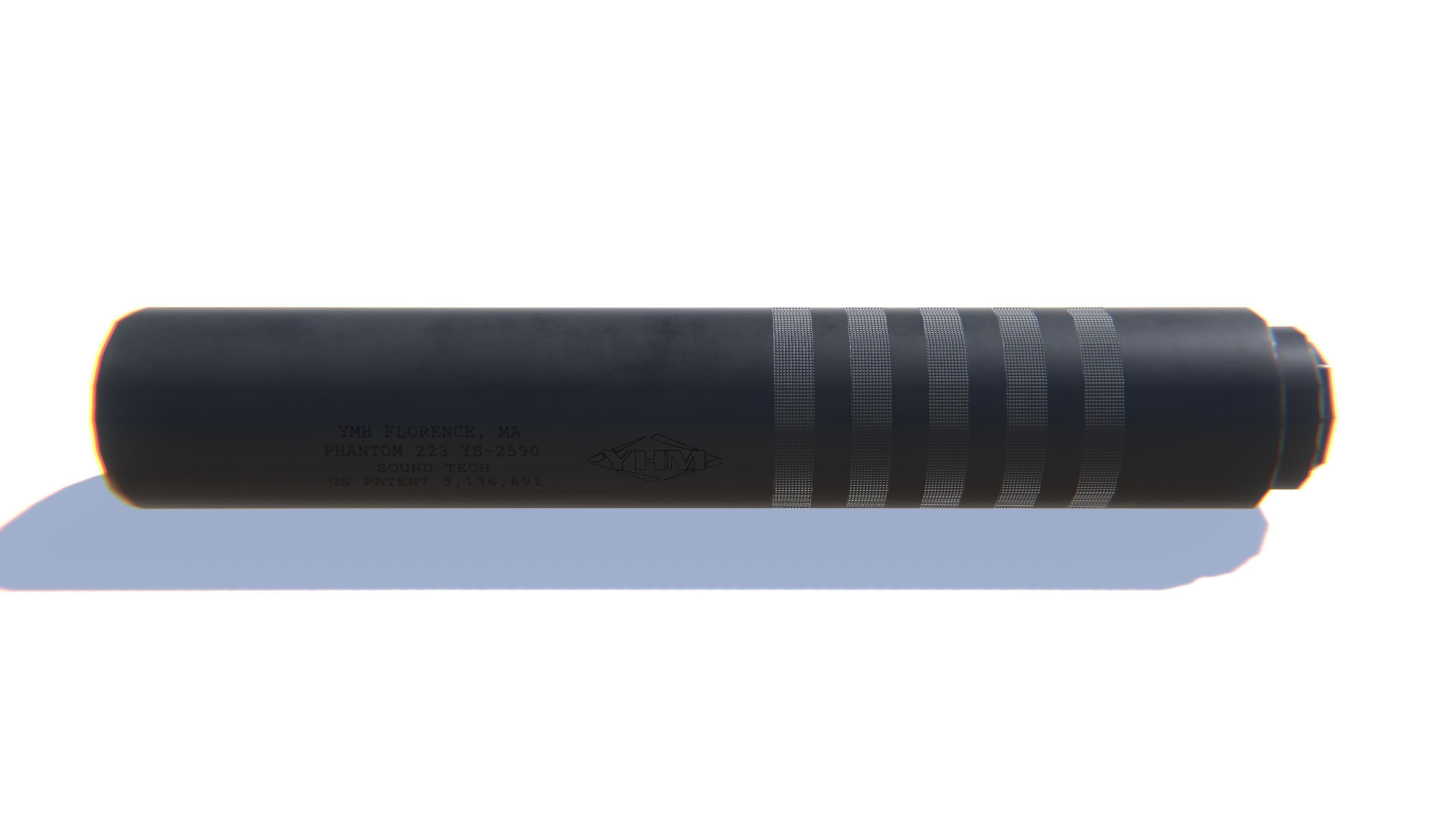 Tactical Silencer 5-56x45 Low-poly 3D model_6