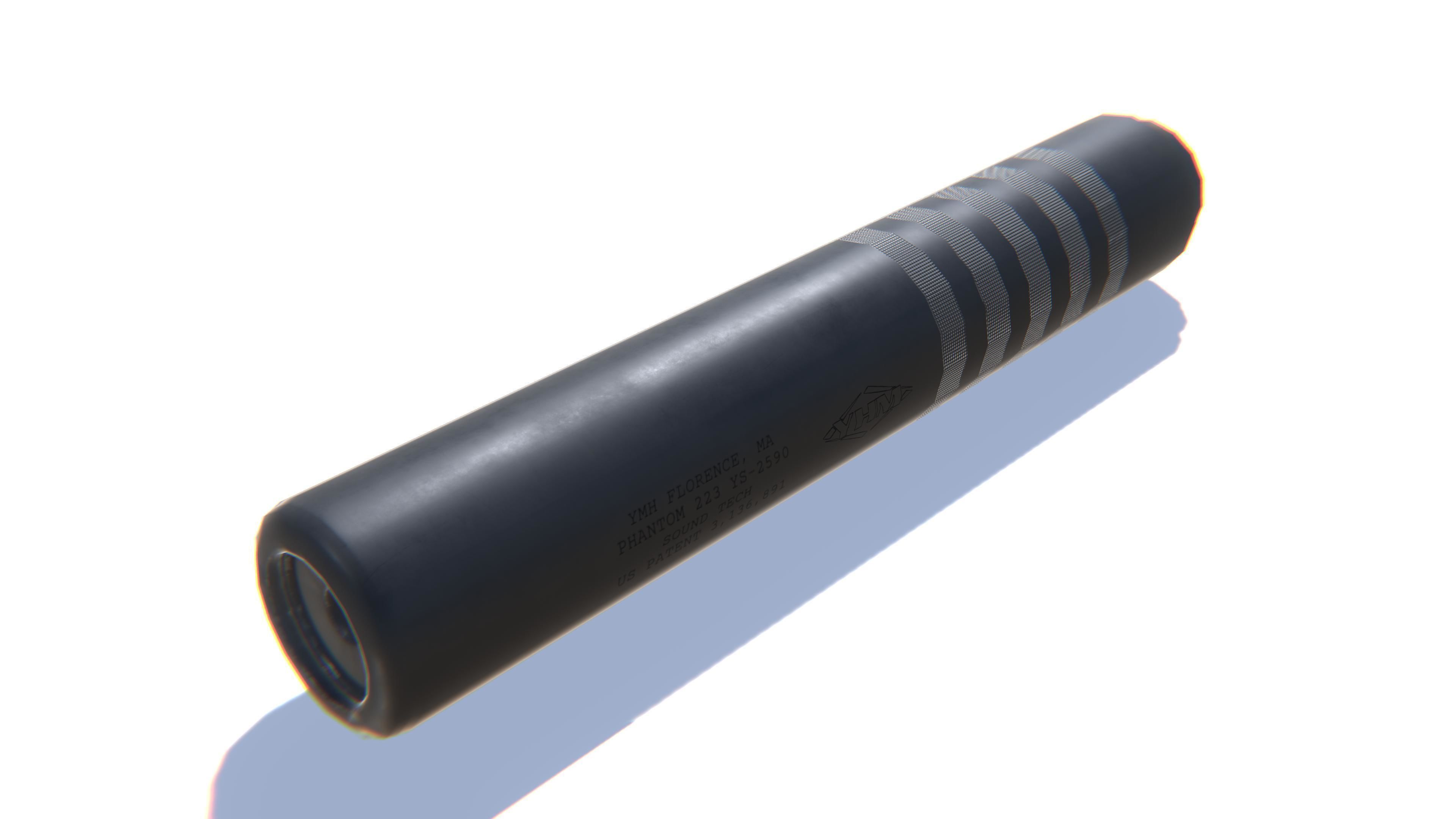 Tactical Silencer 5-56x45 Low-poly 3D model_7