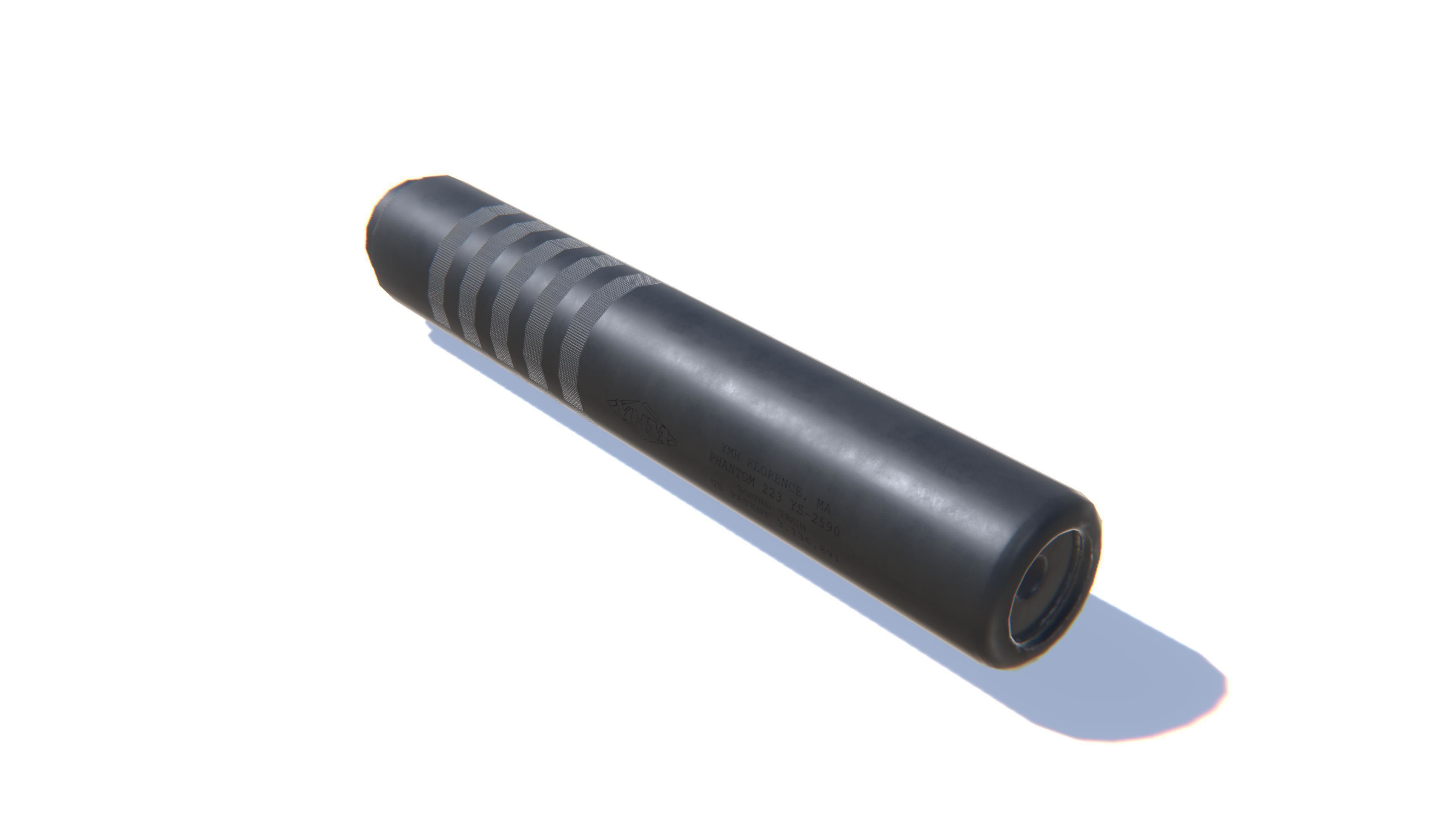 Tactical Silencer 5-56x45 Low-poly 3D model_9