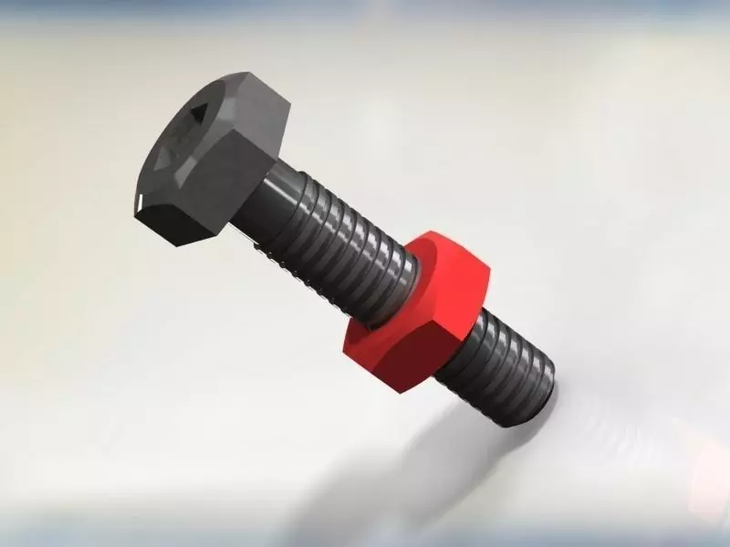 screw with nut M10 Free 3D model