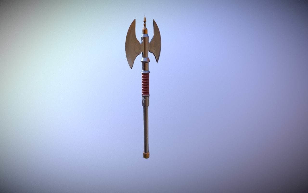 Medieval Axe Low-poly 3D model_5