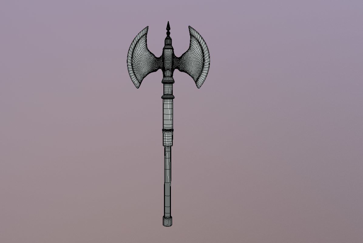 Medieval Axe Low-poly 3D model_8