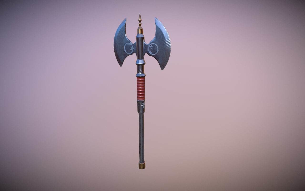Medieval Axe Low-poly 3D model_1