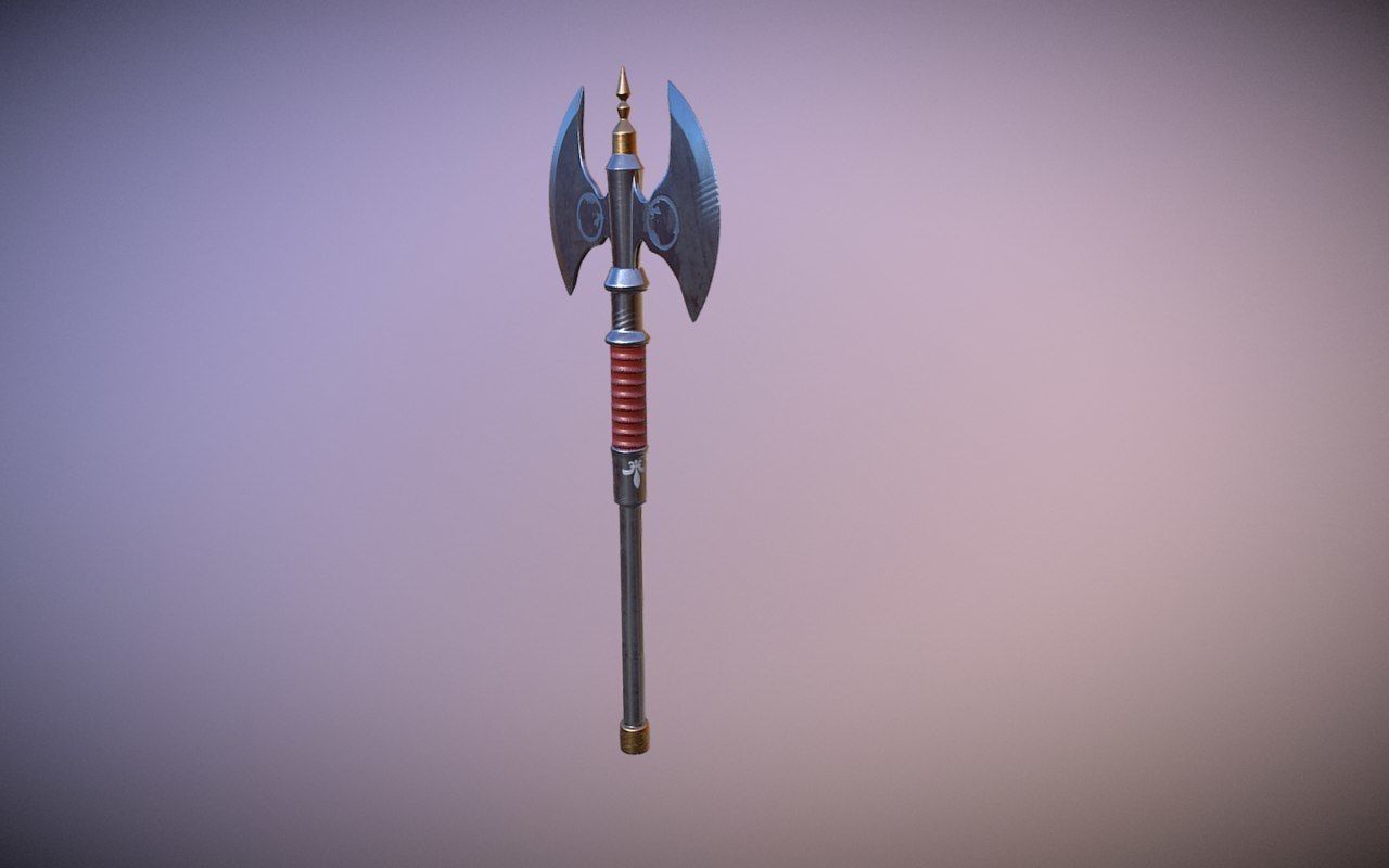 Medieval Axe Low-poly 3D model_3