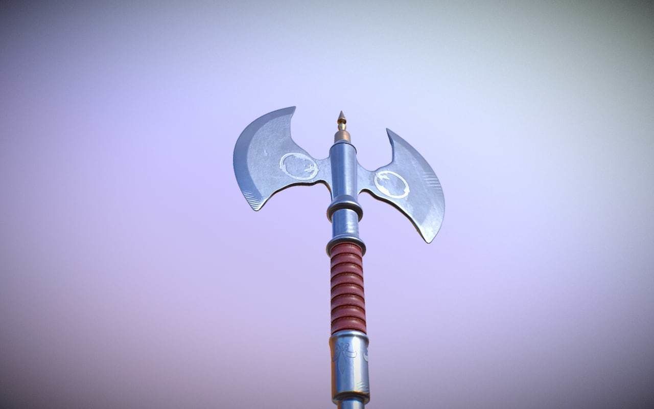 Medieval Axe Low-poly 3D model_4