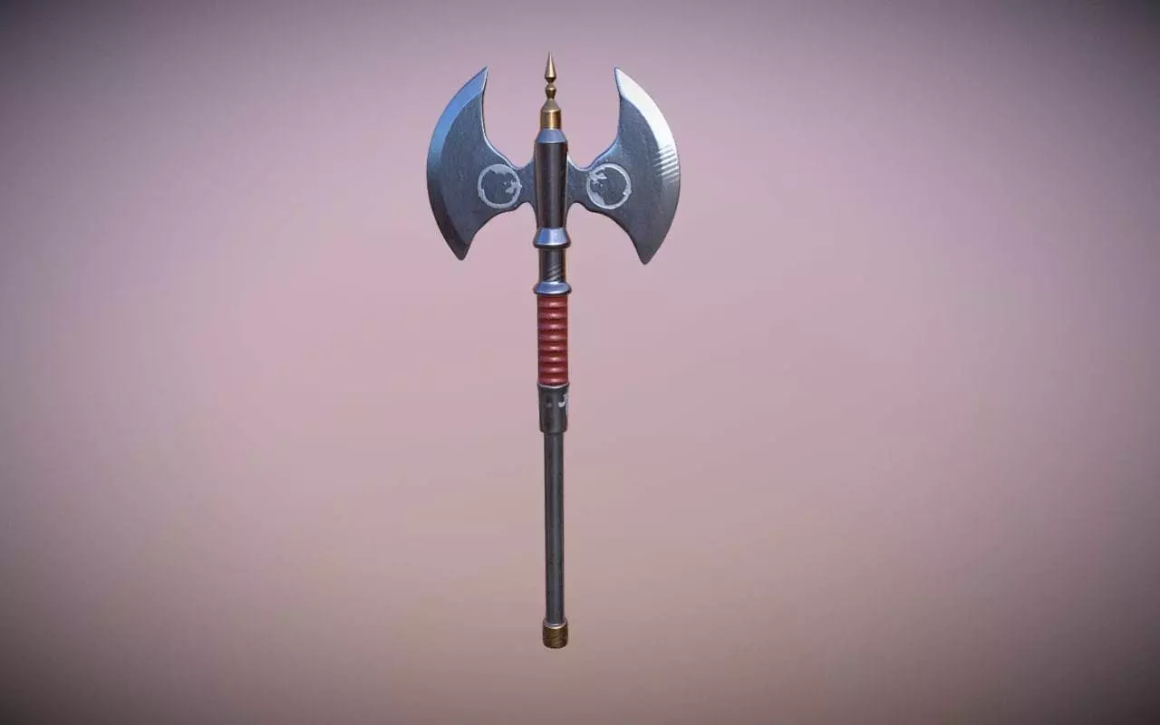 Medieval Axe Low-poly 3D model_0